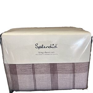 New SPLENDID 3 PIECE VENICE KING DUVET SET COLOR SMOKY PURPLE NIP $334